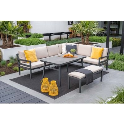 GI Corsica lounge-dining set (4-delig) - Carbon black/Zand
