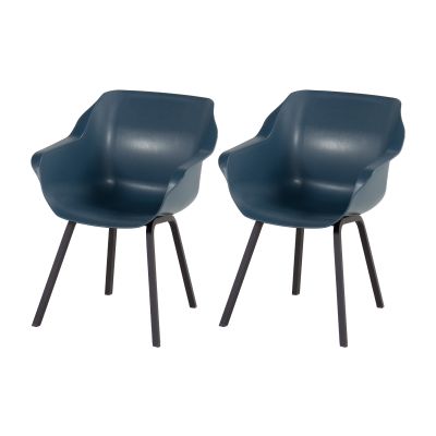 Set van 2 - Hartman Sophie Element dining armstoel - Steel Blue - Alu poot
