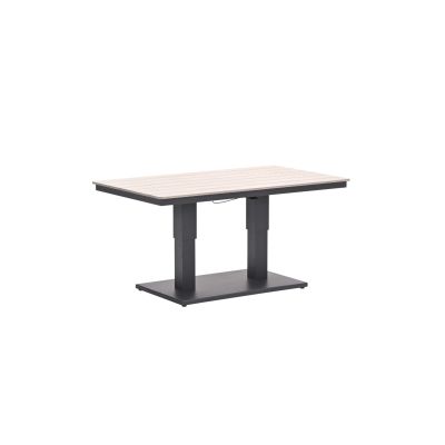 GI Cyprus up&down tuintafel 150x87 cm. - Carbon Black/Light Teak look