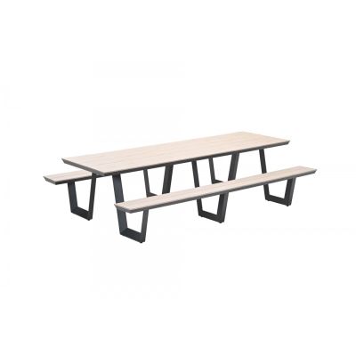 GI Bell picknicktafel 280x178 cm. - Carbon black/Light Teak look