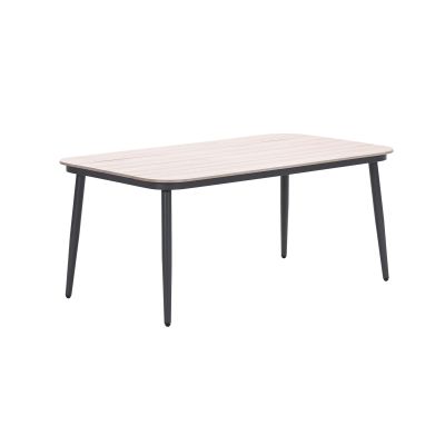 GI Diamo lounge dining tafel 160x90 cm. - Carbon Black/Teak look