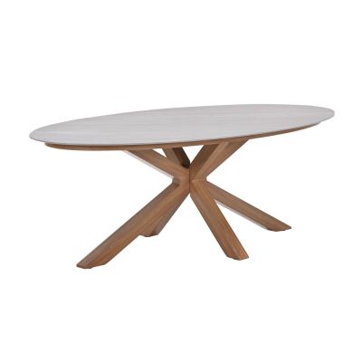 GI Scotland ovale tuintafel 230x115 cm. - Teak look/Zand - Op=Op