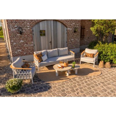 Flora/Liv stoel-bank loungeset - Light rope/Teak