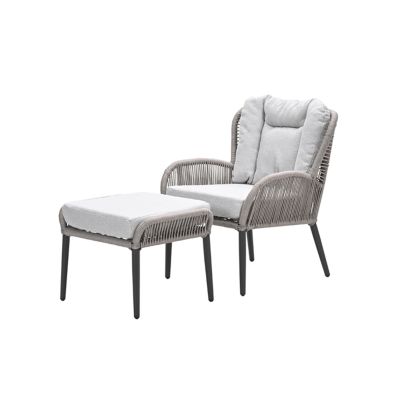 GI Andorra loungestoel + hocker - Taupe/Zand