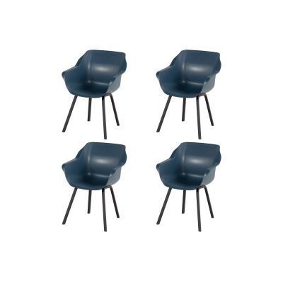 Set van 4 - Hartman Sophie Element dining armstoel - Steel Blue - Alu poot