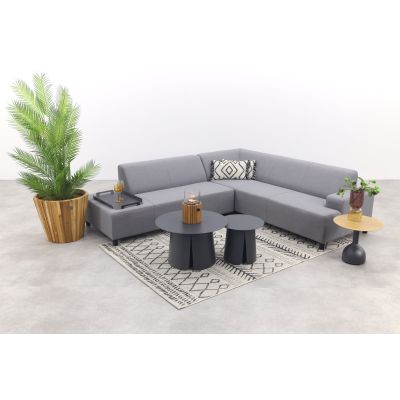 Malaga/Velora antraciet - hoekbank loungeset chaise longue - lichtgrijs