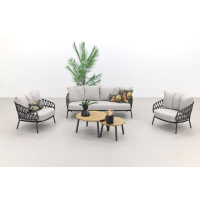 4 Seasons Calpi stoel-bank loungeset met Mindo koffietafels - 5-delig 