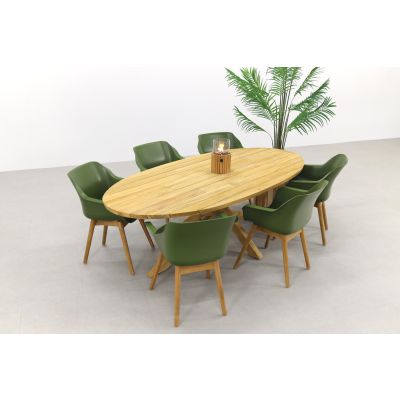 Sophie Studio Moss Green teak/Prado Ellips 240x115 cm - Ovale tuinset