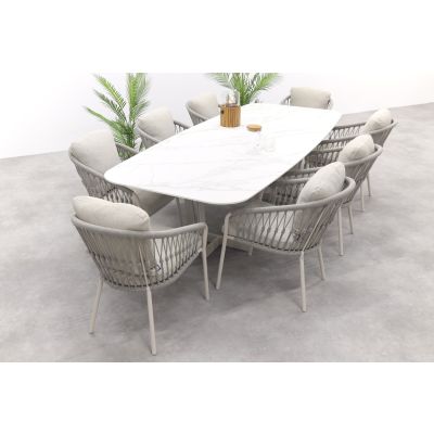 SUNS Palermo/Nappa Deens Ovale tuinset - Neolith® - 280 x 116 cm. -9-delig 