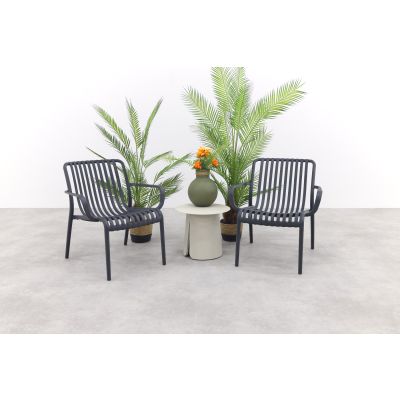 Stripe/Velora loungestoelen set (3-delig) - Antraciet/Cream