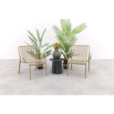 Stripe/Velora loungestoelen set (3-delig) - Taupe/Royal grey