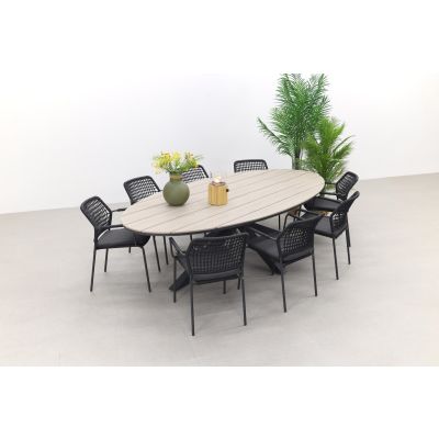 Taste Barista - Antraciet / GI Edison 280x140 cm. tafel - ovale tuinset