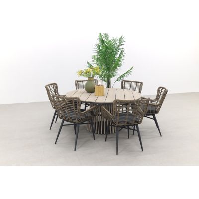 Jasmine naturel/GI Trinxa ronde tuinset - 148 cm. 