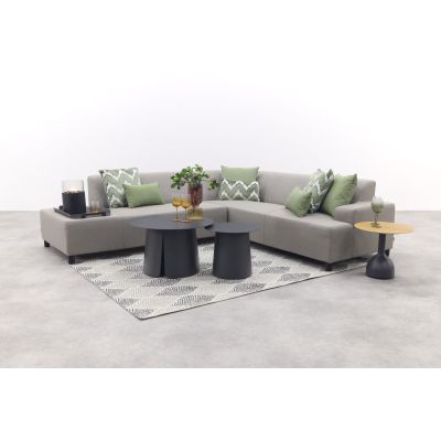 Malaga/Velora antraciet - hoekbank loungeset chaise longue - taupe