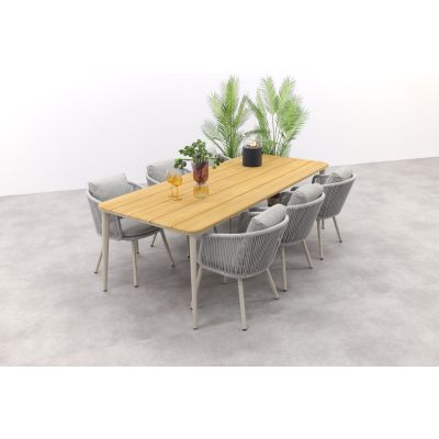 Ohio/Alaska tuinset - teak/aluminium - mokka -240x100 cm.