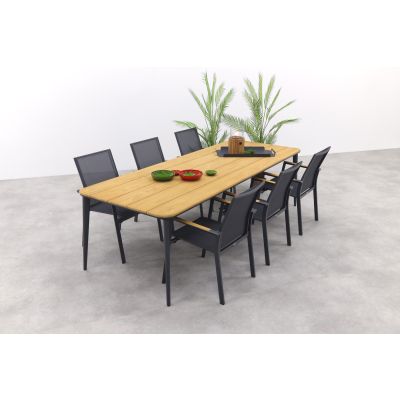 Utah/Alaska tuinset - teak/aluminium - antraciet -270x100 cm. 