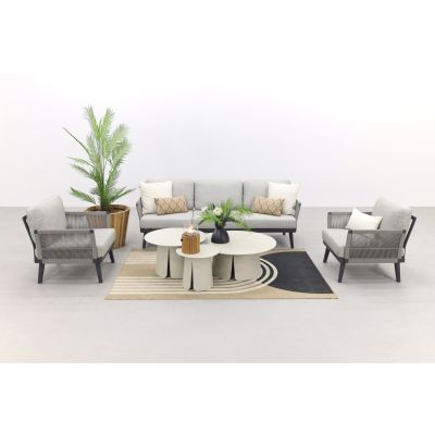 Durban/Velora cream stoel-bank loungeset - 6-delig 