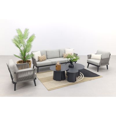 Durban/Velora royal grey stoel-bank loungeset - 6-delig 