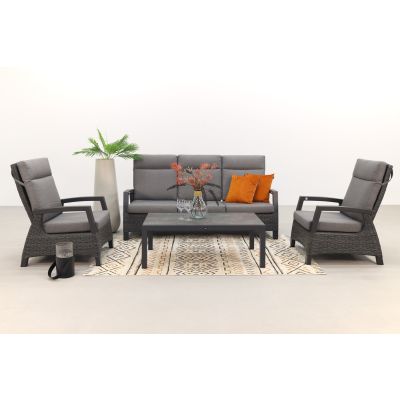 Darwin/Atlanta stoel-bank loungeset 4-delig verstelbaar - Antraciet