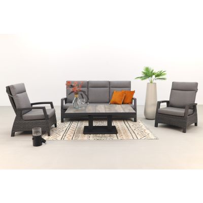 Darwin/Jersey stoel-bank loungeset 4-delig verstelbaar - Antraciet