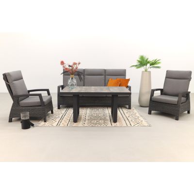 Darwin stoel-bank loungeset 4-delig verstelbaar - Antraciet