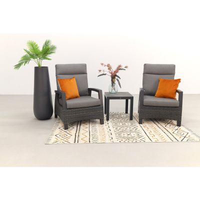 Darwin verstelbare loungestoelen + Atlanta bijzettafel - antraciet