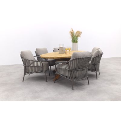4SO Capalbio/Prado low dining tuinset 240x115 cm. (7-delig) - Terre/Teak