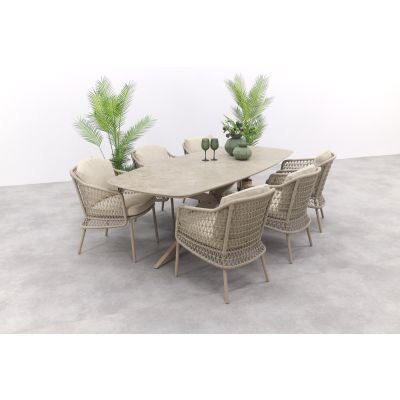 4SO Puccini/Prado deens ovale tuinset (7-delig) - Latte