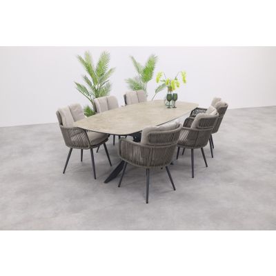 GI Linares/Prado deens ovale tuinset (7-delig) - Zand/Antraciet