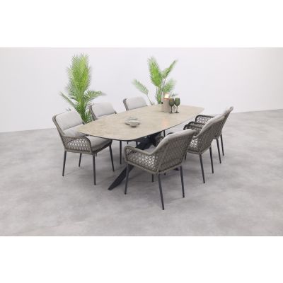 GI Toledo/Prado deens ovale tuinset (7-delig) - Zand/Antraciet