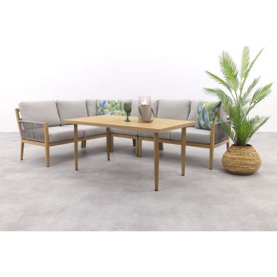 GI Sardinia lounge-dining set (5-delig) -  Aluminium Teak look/Zand