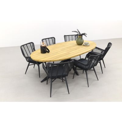 Jasmine black/Taste Prado Ellips 240x115 cm. tuinset - 7-delig