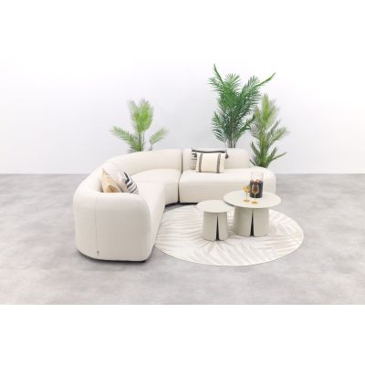 Madeira/Velora ronde loungeset links - Naturel Sunbrella/Cream