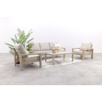 Verano/Atlanta stoel-bank loungeset (4-delig) - Latte  