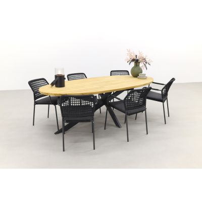 Taste Barista Antraciet/Prado Ellips 240x115 cm. ovale tuinset - 7 delig
