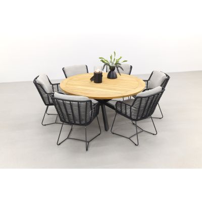 4 Seasons Fabrice antraciet/Prado 160 cm. - ronde tuinset 