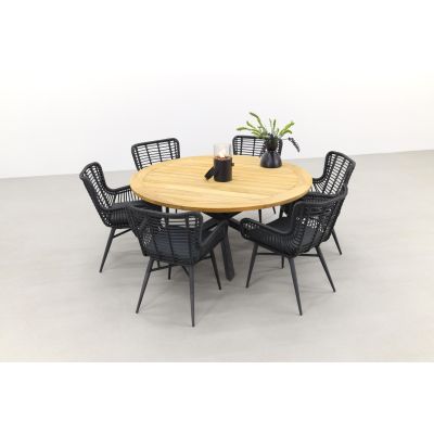 Jasmine black/Taste Prado 160 cm. - Ronde tuinset