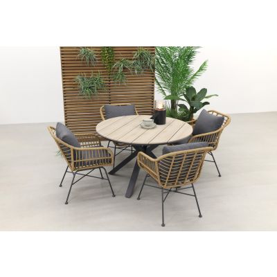 Garden Impressions Margriet naturel / Edison 122 cm. - ronde tuinset