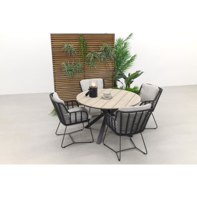  GI Edison 122 cm. - ronde tuinset / 4 Seasons Fabrice antraciet