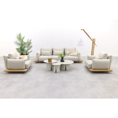 Suns Bora loungeset - Gravel natural teak - Velora - 6-delig