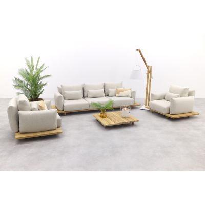 Suns Bora loungeset - Gravel natural teak - 4-delig
