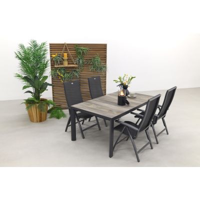 Hartman Valentino/Kings verstelbare tuinset antraciet - 180x100 cm.
