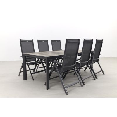 Hartman Napoli/Kings verstelbare tuinset antraciet - 220x100 cm. - Keramiek tafelblad