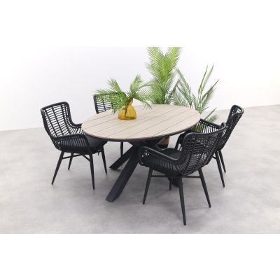 Jasmine Black / GI Edison 180 x 115 cm. tafel - ovale tuinset