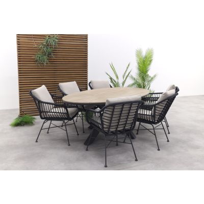 Garden Impressions Margriet / Edison Ovale 7-delige Tuinset - 220 x 115 cm.