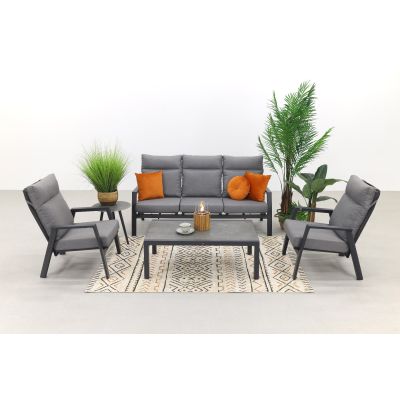 Azoren/Atlanta stoelen & 3-zitsbank loungeset 4-delig verstelbaar - Antraciet