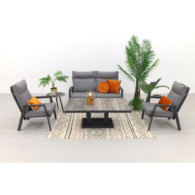 Azoren/Jersey stoel-bank loungeset 4-delig verstelbaar - Antraciet