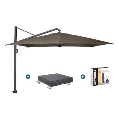 Platinum Icon T1 Zweefparasol - 4x3m. - Havanna taupe met voet en hoes