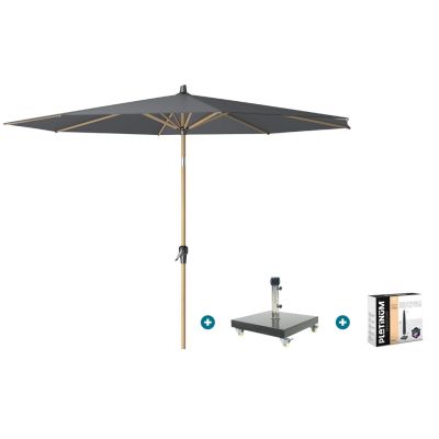 Platinum Riva stokparasol 3 m. rond - Teak antraciet met Granada voet en hoes