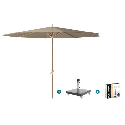 Platinum Riva stokparasol 3 m. rond - Teak taupe met Granada voet en hoes